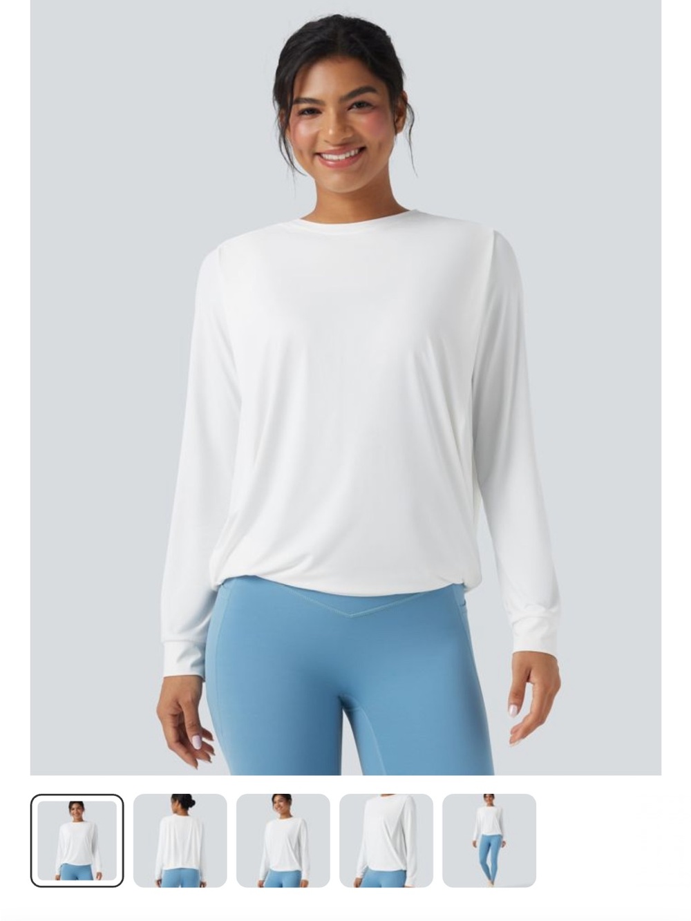HALARA White Long-Sleeve Crewneck Performance Top